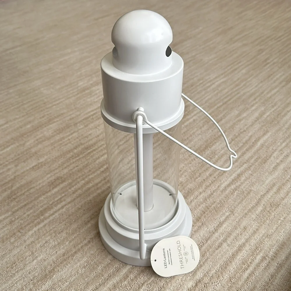 NWT Threshold Metal Classic Battery LED Pillar Candle Outdoor Patio Lantern 16.5